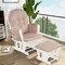 Patio Wood Glider Chair & Ottoman – Detachable Cushion with Padded Armrests
